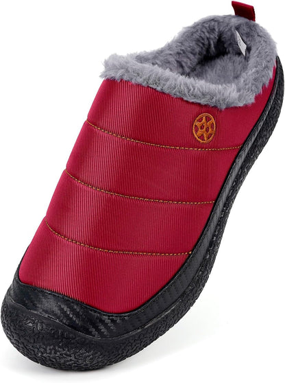 Womens Mens House Slippers Slip on Snow Winter Warm Fully Fur Lined Slippers Indoor Outdoor Shoes