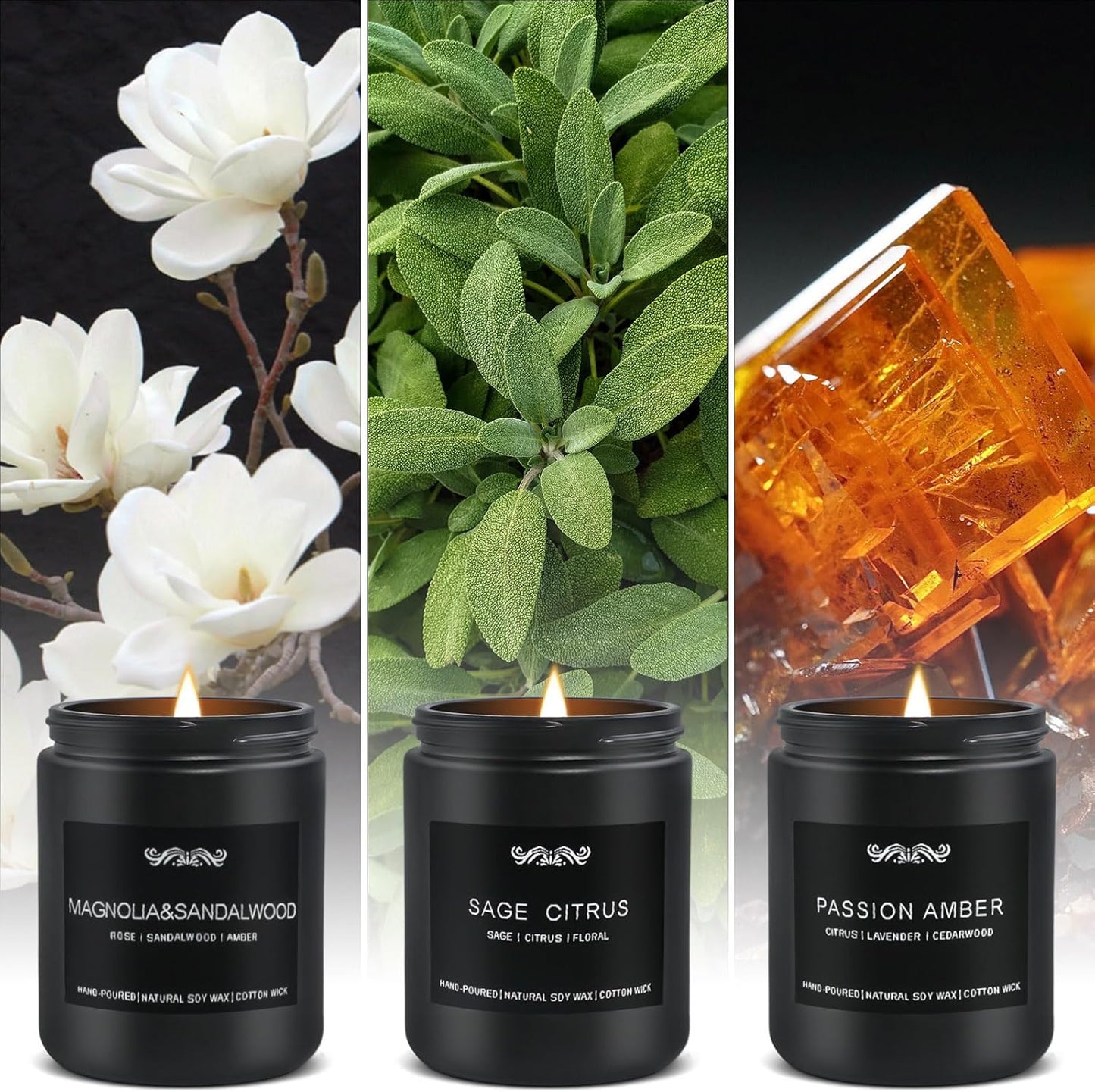 6 Pack Candles for Home Scented Aromatherapy Candles Gifts Set for Mens, Men Candle Set, 42 oz 300 Hour Long Lasting Candles, Gifts for Men, Birthday, Anniversary Present