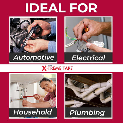 X-Treme Tape MOCAP Heavy Duty Electrical Tape, Self-Fusing Silicone Rubber, Waterproof & Insulating Flexible Tape, Electrical for Hose, Automotive, Outdoor & Repairs - 1" x 10ft Roll - Clear