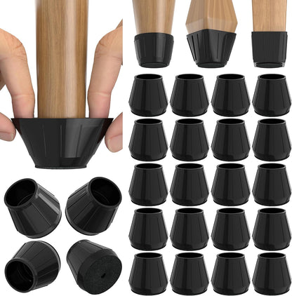 24PCS Silicone Chair Leg Floor Protectors for Hardwood Floors, Thicken Rubber Chair Leg Cap Covers, Non Slip Furniture Leg Pads to Protect Wood Tile Floors from Scratches and Reduce Noise