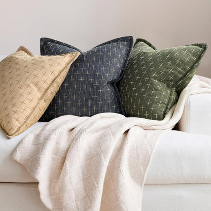 ZWJD Pillow Covers 20x20 Set of 2 Soft Polyester Textured Pillow Covers with Stylish Flange Edge Cozy Farmhouse Throw Pillows for Couch Bed Sofa Living Room