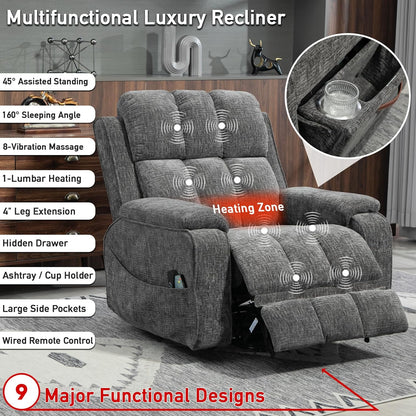 Lazy Boy Recliner Chair, Postoperative Recovery，Retractable 23'' Extra-Long Leg Support Lift Chair Hold up to 400lb，25.5'' Oversized Recliner seat for Big and Tall