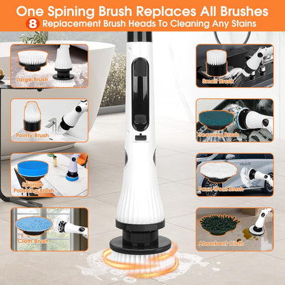 Electric Spin Scrubber, Cordless Cleaning Brush, 54" Extendable Handle Shower Cleaner Brush - 6 Adjustable Angles, 8 Brush Heads & 2 Speeds, Shower Scrubber for Bathroom Bathtub Tile Floor