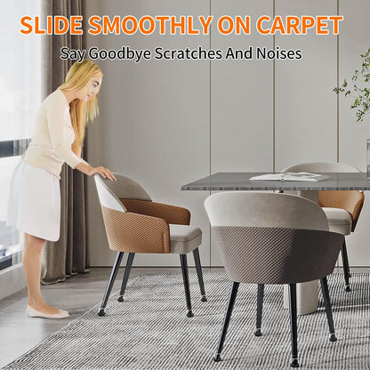 Ezprotekt 24 Pcs Clear Chair Leg Sliders for Carpet, Round Teflon Furniture Glides for Rug, Carpet Sliders Protectors Caps for Dining Table Chair, Bar Stool Legs (L Fit: 1-1/10" to 1-3/10")