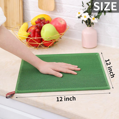 Homaxy 100% Cotton Waffle Weave Kitchen Dish Cloths, Ultra Soft Absorbent Quick Drying Dish Towels, 12 x 12 Inches, 12-Pack, Grass Green