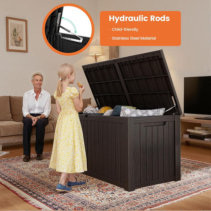 180 Gallon Outdoor Storage Box - Waterproof Resin Deck Box for Patio Cushions & Garden Tools - Lockable & Durable Outdoor Storage Bin - Sleek Black Design