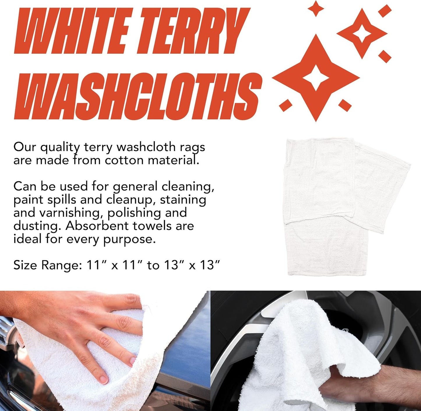 Arkwright W11 Terry Cloth Towels for Cleaning - Soft Cotton Blend Washable Multi-Purpose Bar Mop, Absorbent & Quick Dry, Box of Rags for Kitchen, Auto Shop, and Garage, 5 lb, White