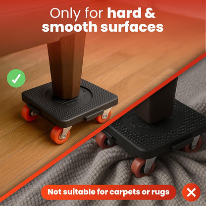 Heavy Duty Furniture Dolly Set with Lifter Tool and 5 Wheels - Capacity, 360° Rotating Wheels for Sofas, Refrigerators, and More (1200 LB)