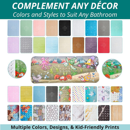 ENKOSI Bath Mat - Large Non Slip Bathtub & Shower Mat - Extra Long 40 x 16 Inch Bathroom Mats for Tub Nonslip Anti Slip Bathmats (Ocean Friends), 1 Pack