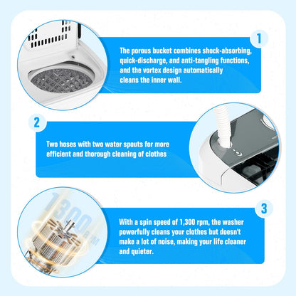 Pataku Portable Washing Machine, 17.6 Lbs Compact Mini Washer and Dryer Combo,Twin Tub Laundry Washer with Spin Cycle, Soaking Function Ideal for Apartment, Dorms, RVs Camping, Grey