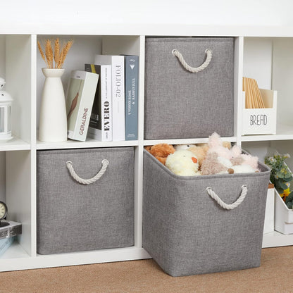Bidtakay Grey Baskets Foldable Storage Cube Bins 13x13x13 Cube Storage Organizer Closet Set of 3 Fabric Storage Baskets for Home Office Large Baskets for Nursery Baby Toy Storage