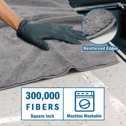 HOMEXCEL Professional Large Microfiber Car Drying Towels 4 Pack, Lint Free, Scratch Free, Highly Absorbent Drying Towel for Cars, SUVs, RVs, Trucks, and Boats,31" x 24 ",Grey
