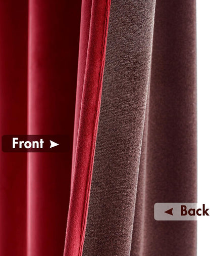 MIULEE Christmas Red Velvet Curtains Thermal Insulated Blackout Curtain Drapes for Bedroom Living Room Darkening 96 Inches Long Curtains Panels Rod Pocket Set of 2