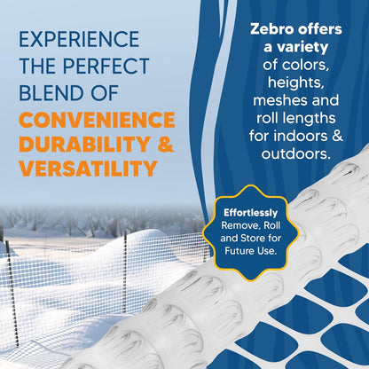 ZEBRO 4' x 100' White Plastic Garden Fence Roll – Standard Duty Safety Netting for Snow, Poultry, Deer, Dogs – Reusable Outdoor Barrier for Yard, Landscaping, Animal Protection