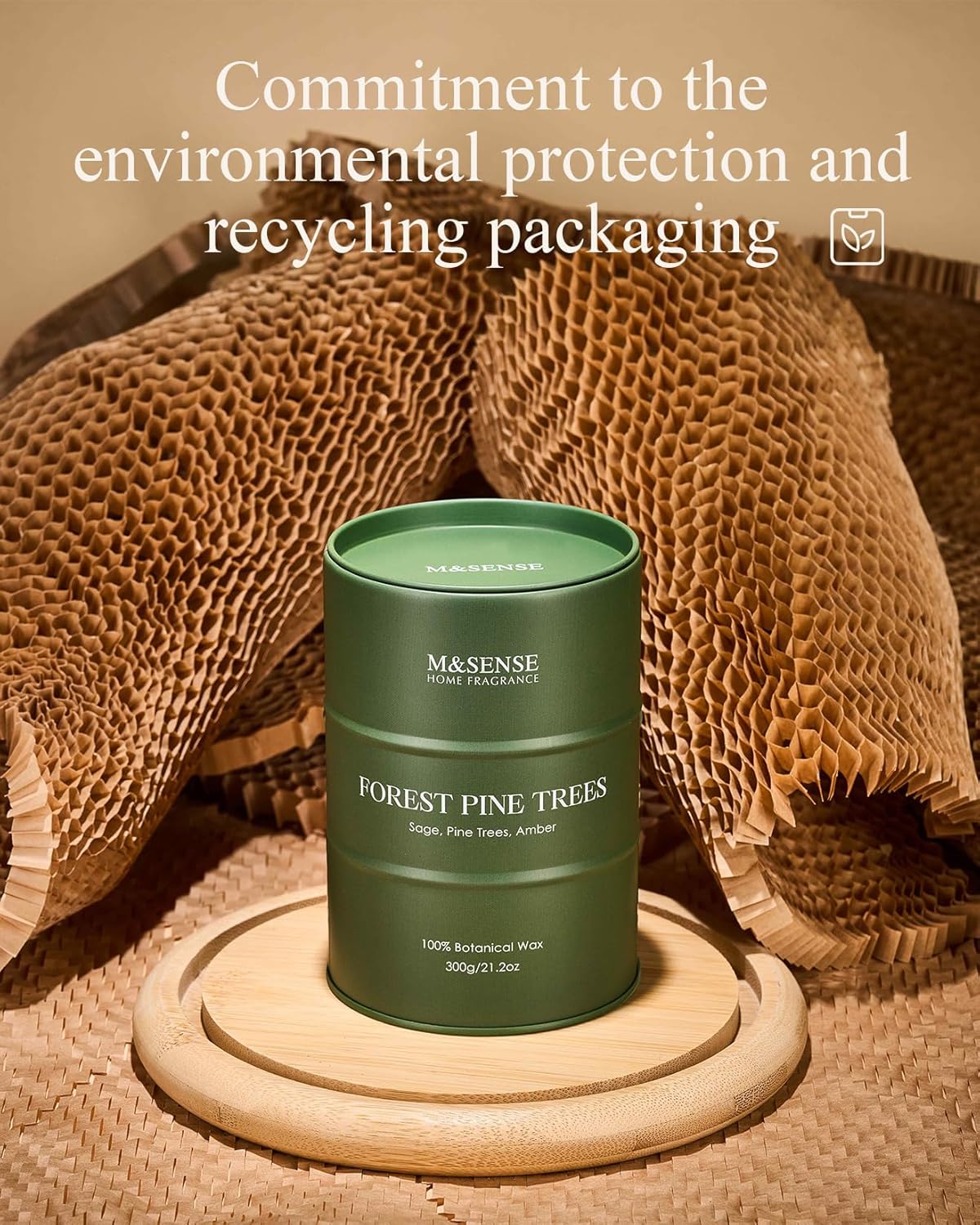 M&SENSE Frosted Pine Scented Candles Natural Non Toxic, Aromatherapy Candle for Stress Relief Meditation Relaxing, Housewarming Gifts for Women Men, 11.3oz 70 Hour Long Burning