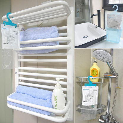 Moisture Absorber Packets with Plastic Case & Hook, Odor Eliminator, Leak Proof, Fragrance Free, Humidity Packs, Hanging Closet Dehumidifier Bags, Moisture Absorber (4 Packs)