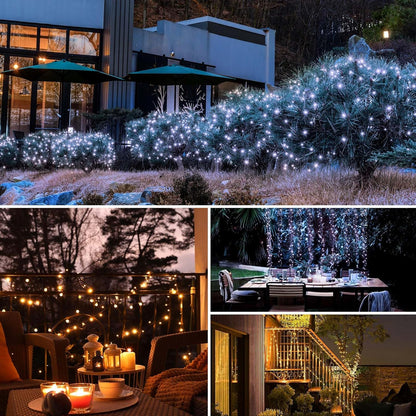 2 Pack Solar String Lights Outdoor - 160LED 66FT Solar Fairy Lights Outside Waterproof 8 Modes, Copper Wire Solar Powered Twinkling Lights for Tree Garden Patio Christmas Wedding Party Decorations