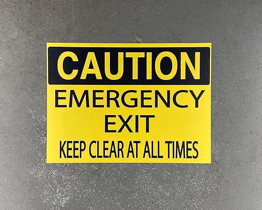 "Caution, Emergency Exit, Keep Clear at All Times"- Durable Laminated Vinyl Floor Sign- Sign by Graphical Warehouse- 5S Safety and Security Signage (16x11")