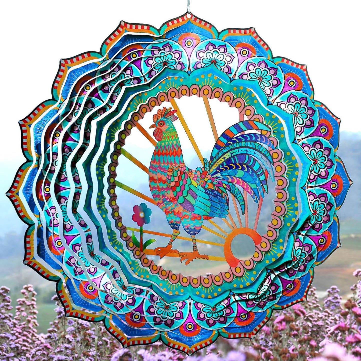 Rooster Wind Spinner for Yard and Garden,12in Wind Spinners Outdoor Rooster Gifts,Chicken Gifts for Women Mother Grandma Wife Men Father,Garden Decor Metal Hanging Yard Art Wind Sculpture