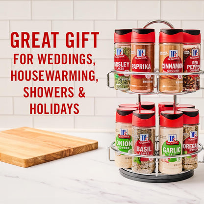 McCormick Spice Rack, Two Tier Chrome, Featuring 16 Herbs & Spices for Everyday Cooking, Great Gift for Housewarming, Wedding & Bridal Shower, 26.09 oz