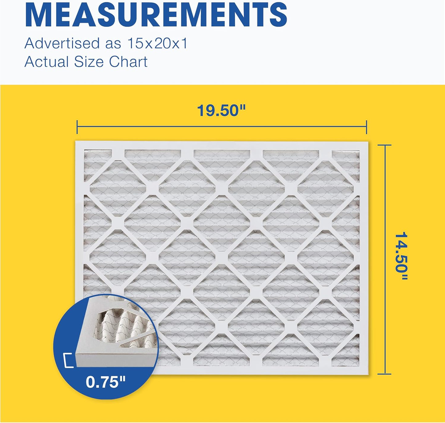 Aerostar 15x20x1 MERV 8-6 Count - High Efficiency Pleated HVAC, Furnace & Air Conditioner Filters - Removes Dust, Lint, Mold & Allergy-Causing Pollen