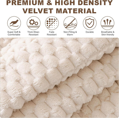 OTOB Couch Covers for 3 Cushion Sofa Pet Friendly, All Seasons Non Slip Plush Fuzzy Sofa Covers Washable, Soft Cozy Dog Bed Mat Sofa Slipcovers Furniture Protector (Cream, 27.6" x 82.7")