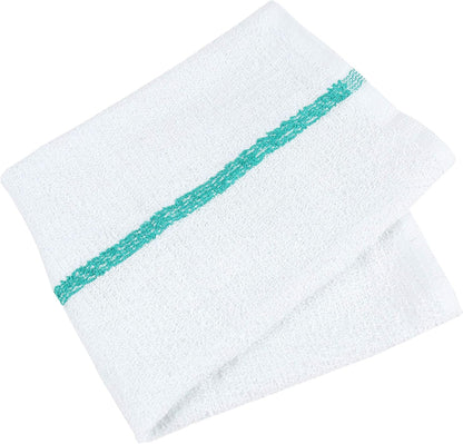 Arkwright Qwick Wick Bar Mop Towels Bulk - (Case of 60) 100% Cotton Quick Dry Dishcloths, Super Absorbent Multipurpose Cleaning Rags for Restaurants, Kitchen, Bathroom, Hotel, 16 x 19 in, Green Stripe