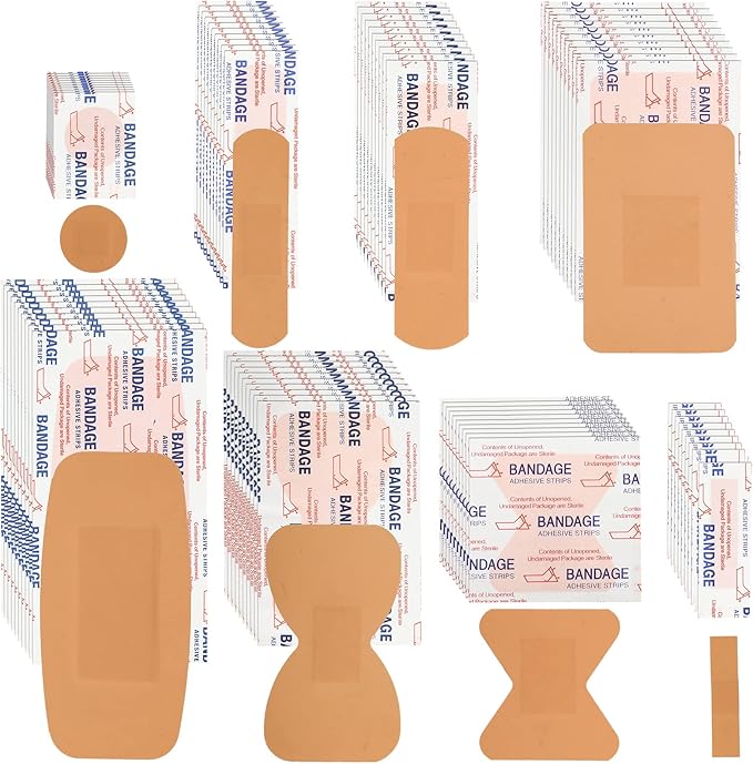 Lounsweer 720 Pcs Assorted Size Bandage Variety Flexible Fabric Adhesive Breathable Round Strip Butterfly Bandage for Waterproof Fingertip Wound Care Face Knee Scrape First Aid Kit Refill(Butterfly)