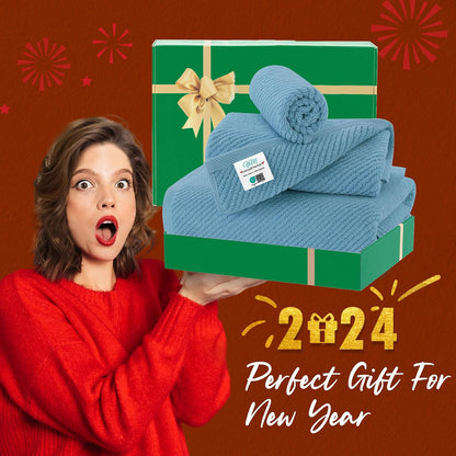 VOOVA & MOVAS Ocean Blue Towels for Bathroom, 100% Cotton | Quick Dry | Soft | Thick,3 Piece Towel Set, 1 Large Bath 30" x 56", 1 Hand 18" x 28", 1 Wash Cloth 13" x 13", Bathroom Essentials