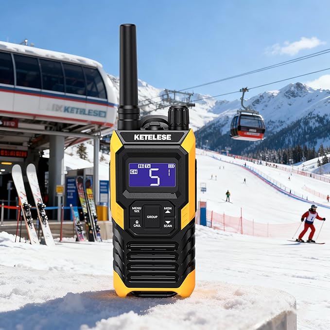 KETELESE T4 Heavy Duty Walkie Talkies, IP67 Waterproof FRS 2 Way Radio Long Range, USB-C Rechargable, with Earpiece, VOX, NOAA, Weather Alert, Dual PTT, One-Key Group Call, Dock, 2 Pack