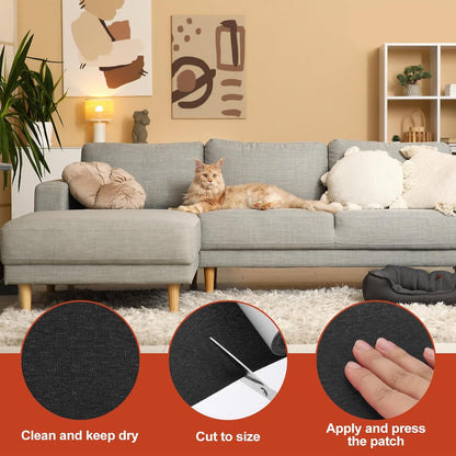 PATIKIL 70x4.4 Inch Linen Repair Tape, Repair Fabric Patch Self Adhesive Couch Patch Line Repair Patch for Furniture Sofa Car Seats Office Chairs, Black