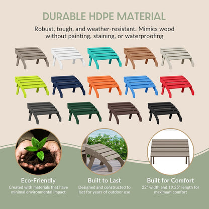 WestinTrends Dylan Outdoor Patio HDPE Adirondack Ottoman Footrest, Weathered Wood