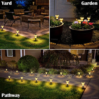 Solar Lights Outdoor Pathway Waterproof 8 Pack Warm White LED Acrylic Mushroom Decorative Garden Lights for Yard Landscape Patio Outside Decor