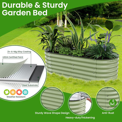 5x2x1.4 Ft Raised Garden Bed, Planter Box Outdoor with Rubber Edge Zinc-Aluminum-Magnesium Stainless Steel Durable Metal Garden Beds Kit for Vegetables, Flowers, Herbs and Succulents(Light Green)