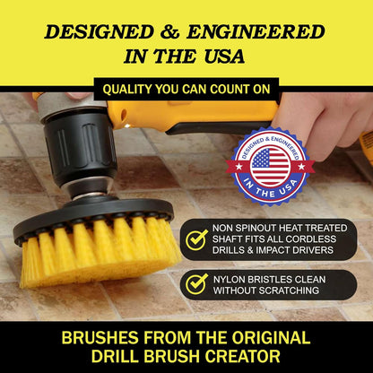 Drillbrush Drill Brush Attachment Set for Bathroom Cleaning – Power Scrubber Brush Kit for Tub, Tile, Shower, and Grout – All-Purpose Household Cleaning Brushes for Drill - Electric Grout Cleaner Kit