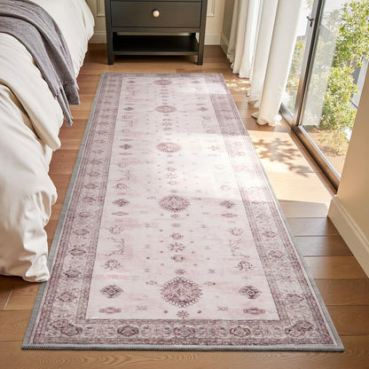 AMOAMI Vintage 2X10 Runner Rug Non Slip Soft Runners for Hallways Washable Hallway Runner Rug Bedside Rugs for Bedroom Long for Hallways Entryway Laundry Room Stair Kitchen Bathroom