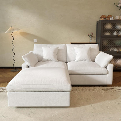 JACH Sectional Couches for Living Room, Cloud Sectional Couch with Deep Seat, Love Seat Modular Sofa with Chaise, Covers Removeable & Washable, Sofas Furniture for Living Room, White