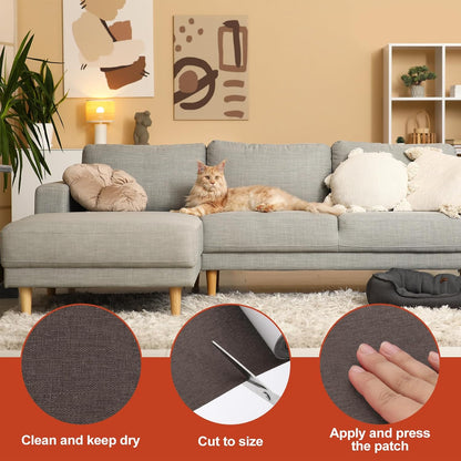 PATIKIL 70x6.2 Inch Linen Repair Tape, Repair Fabric Patch Self Adhesive Couch Patch Line Repair Patch for Furniture Sofa Car Seats Office Chairs, Dark Brown