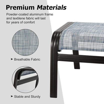 Outdoor Foot Stools Gift for Patio Ottoman Footrest Aluminum Portable Seat Wicker Furniture Stackable Dining Ottoman 2 Pack Blue