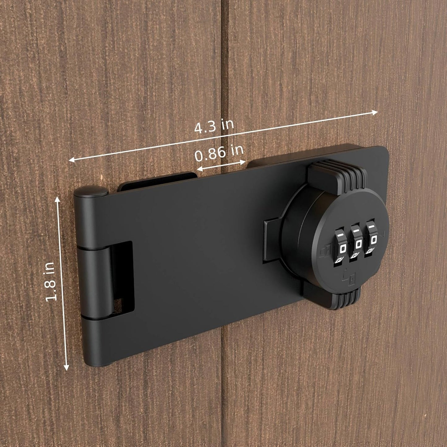 Keyless Combination Lock 3-Digit Combination Lock for Doors Twist Knob Hasp Latch Lock with Password Code Zinc Alloy Door Latch for Kitchen Drawers, Cabinets, Cupboard (Black)