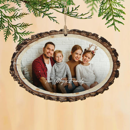 Let’s Make Memories Personalized Christmas Ornament - Photo - Rustic Wood - Round - with Message - 2025 Christmas Ornament