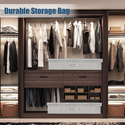 Underbed Storage Containers Bin with Lids, Large Under Bed Storage Organizer Box with Handle, Foldable Under the Storage Bags for Organizing Clothes, Shoes, Blankets, Pillows