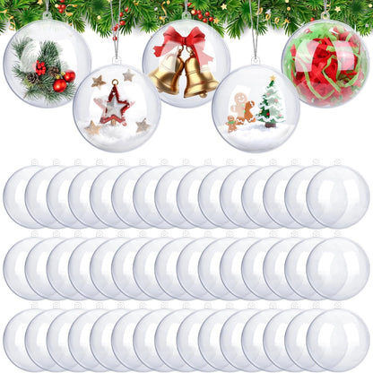 ANVAVO 50 Pieces 10 cm Christmas Clear Plastic Fillable Ball Ornaments DIY Craft Transparent Baubles Shatterproof Christmas Tree Hanging Ornaments for Xmas New Years Birthday Wedding Home Decor