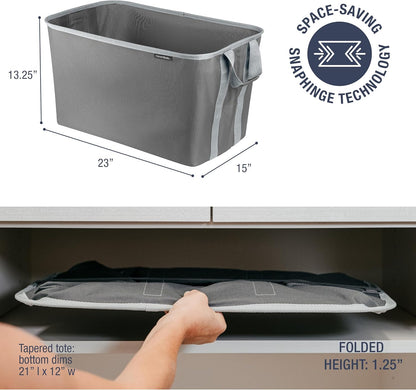 CleverMade Collapsible Laundry Basket Hamper - Shadow Stone Gray 2-Pack 60L - Space Saving Storage Organizer with Handles Foldable Home Organization