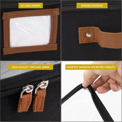 HOMELUX THEORY 2pc Under Bed Storage Containers, Bedroom Under the Bed Drawer Storage Organizer with Bins and Lids, Large Underbed Clothes Storage Box Ideal for Blanket, Fabric, & Shoes (Black)