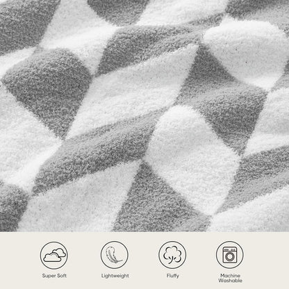 Snuggle Sac Chevron Throw Blanket for Couch, Reversible Super Soft Warm Blankets Cozy Knit Fuzzy Plush Lightweight Throws for Sofa, Bed, Camping,Grey,50x60 inches