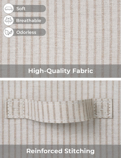 StorageWorks Storage Bins with Lids, Decorative Storage Boxes with Lid and Handles, Foldable Storage Baskets for Closet, Shelves, Stackable, Khaki Stripe, Jumbo, 3-Pack