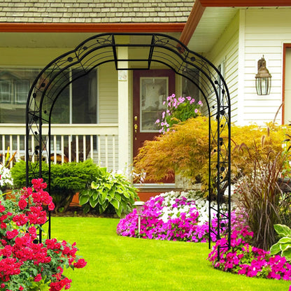 Metal Garden Arch 98.4" H Garden Arbor Trellis for Outdoor Climbing Plants Support Rose Lawn Tall Super Large Event Arch(XL, Black)