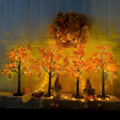 4Pcs Fall Lighted Maple Tree Decor 2FT96LED USB&Battery Operated Artificial Autumn Light up Trees Lights for Harvest Thanksgiving Decorations Tree Lights Table Light House Party Indoor Room Home Deco