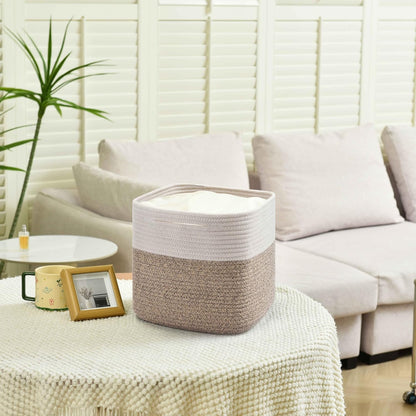 3 Pack Storage Cubes 11 Inch Cotton Rope Woven Baskets for Organizing Cube Bin Square Shelves Organizer,Classroom,Kids Toy Bins,Closet,Baby Nursery(Brown)